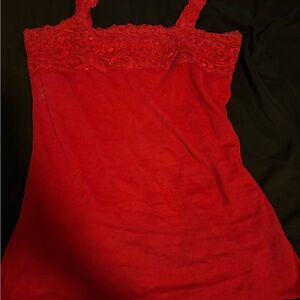 No Boundaries Red Lace Accent Top